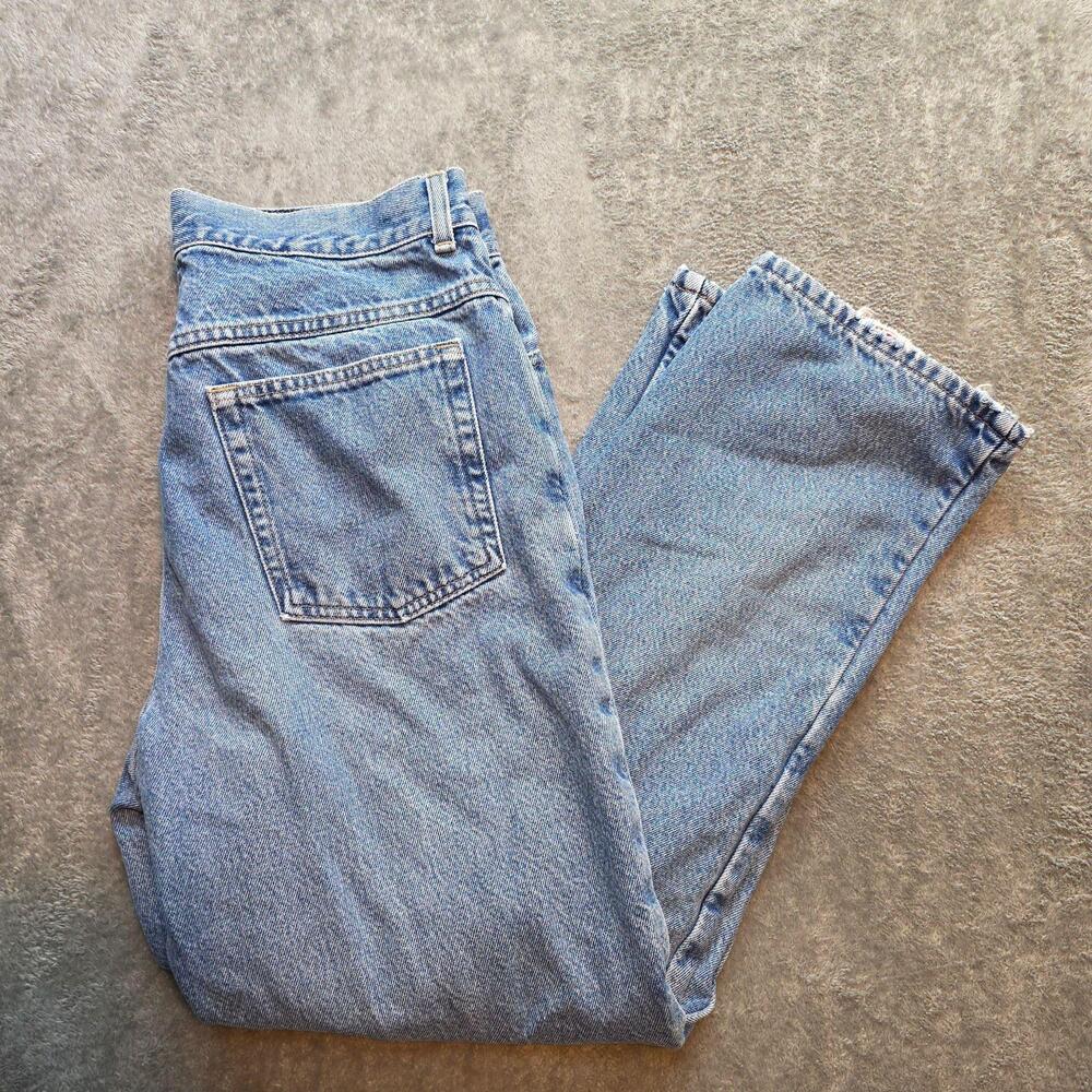 L.L. Bean Original Fit Jeans Womens 12 Medium Wash Straight Denim Flannel Lined